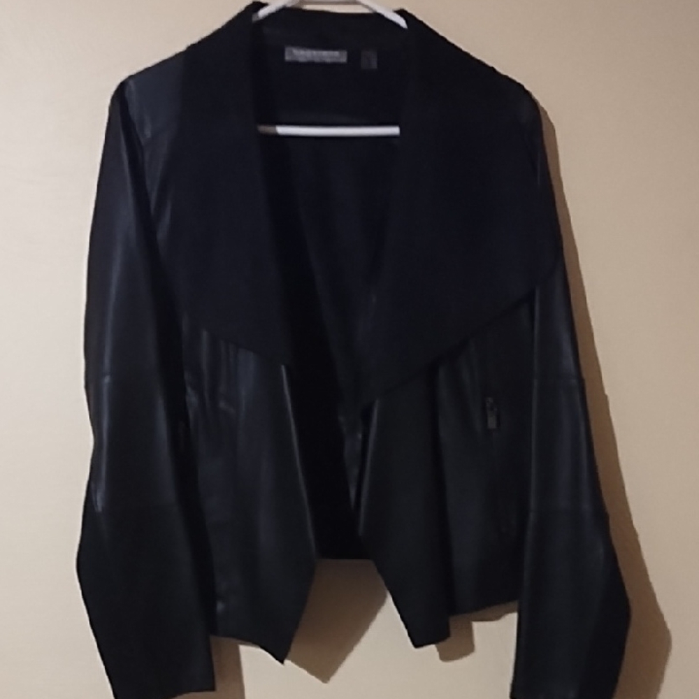 BAGATELLE BLACK VEGAN LEATHER JACKET.